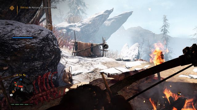 Get to the cave. You can warm yourself at the fire on your way. - Eye for an Eye (Karoosh the Warrior) - Walkthrough - Far Cry Primal - Game Guide and Walkthrough