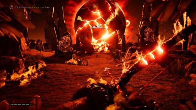 Kill the enemies and, once the bow is loaded, shoot at the moon. - Vision of Fire (Tensay the Shaman) - Walkthrough - Far Cry Primal - Game Guide and Walkthrough