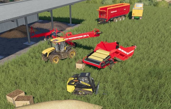 The belt system enables the automatic transfer of abandoned potatoes and beet to the semi-trailer. - Farming Simulator 19: Yield - storing - Field work - Farming Simulator 19 Guide and Tips