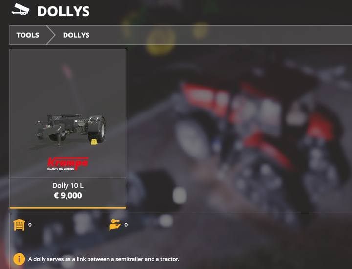 Dolly. - Farming Simulator 19: Tractors, trucks - List of vehicles and machines - Farming Simulator 19 Guide and Tips