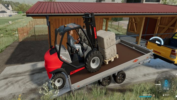 Eventually, pallets of wool will start appearing in the designated area near the building - Farming Simulator 22: Sheep - breeding, tips - Farming Simulator 22: Breeding - Farming Simulator 22 Guide