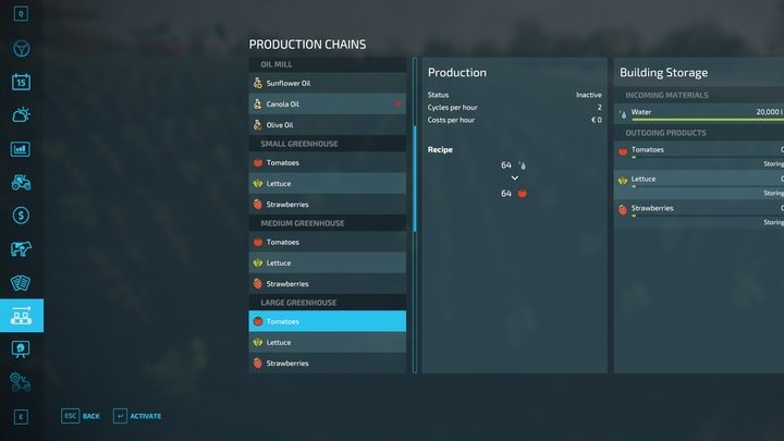 Water consumption is converted into product quantity, as in factories, depending on the type of plant - one of three that you can plant in greenhouses - Farming Simulator 22: Greenhouse - tips - Farming Simulator 22: Orchards & greenhouses - Farming Simulator 22 Guide