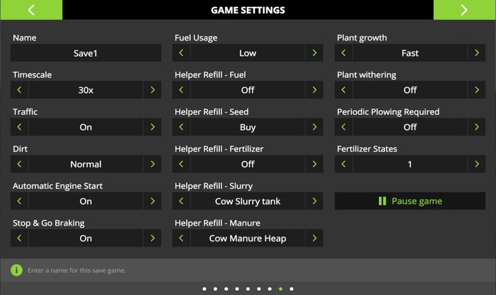 The difficulty levels can be customized during the game - Difficulty level options - For beginners - Farming Simulator 17 Game Guide