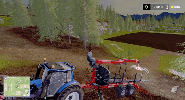Stepa has a crane and stabilizing supports - Bales and Logs - Forestry basics - Farming Simulator 17 Game Guide