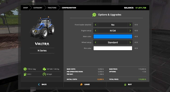 Vehicle modification window - Store, modifying and exploiting your machines - For beginners - Farming Simulator 17 Game Guide