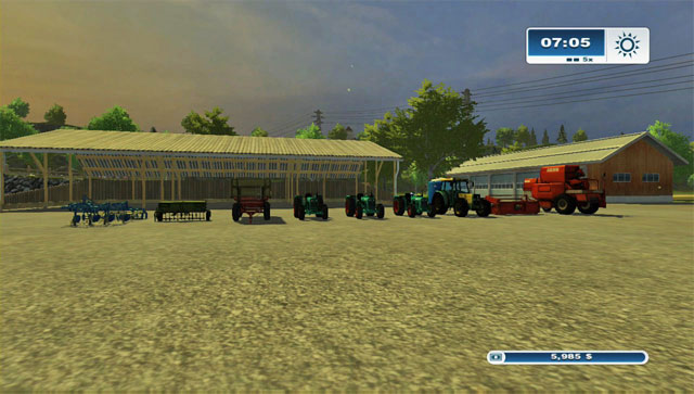 What you begin the game with. - Vehicles and machines at disposal | The basics - The basics - Farming Simulator 2013 Game Guide