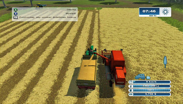 If youre hiring a worker to operate the harvester, you can simultaneously drive the tractor with a trailer beside it to collect the crops as it goes. - First harvest | The basics - The basics - Farming Simulator 2013 Game Guide