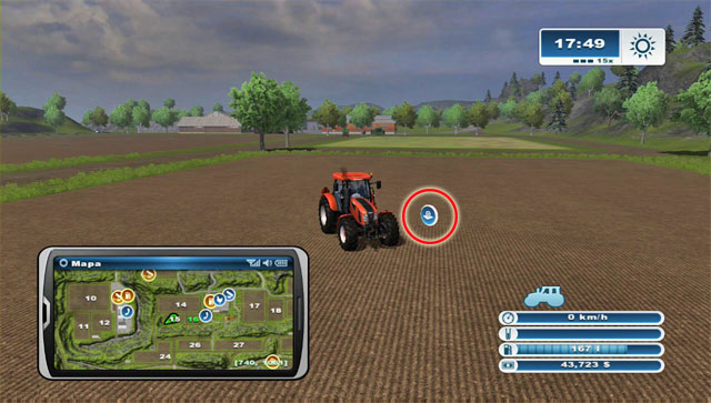 Drive to the central point of the field, step on the icon, press the proper button and confirm the will to buy it - Buying a new field | Agriculture - Agriculture - Farming Simulator 2013 Game Guide