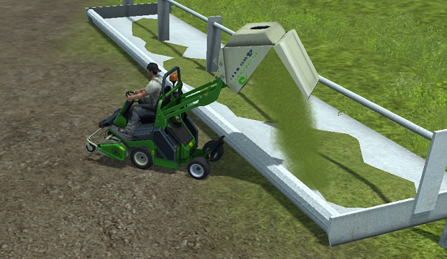 The small AMAZONE Profihopper mower is perfect for feeding sheep. - Sheep husbandry | Animal husbandry - Animal husbandry - Farming Simulator 2013 Game Guide
