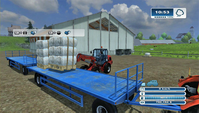 Be very careful so you dont knock everything down from the trailers. - Sheep husbandry | Animal husbandry - Animal husbandry - Farming Simulator 2013 Game Guide