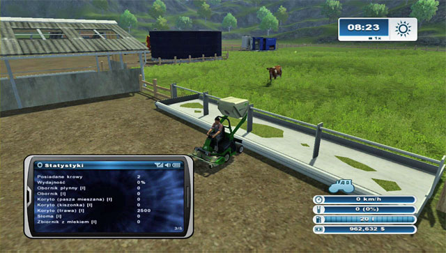 Unload the mowed grass into the manger. - Cow husbandry | Animal husbandry - Animal husbandry - Farming Simulator 2013 Game Guide