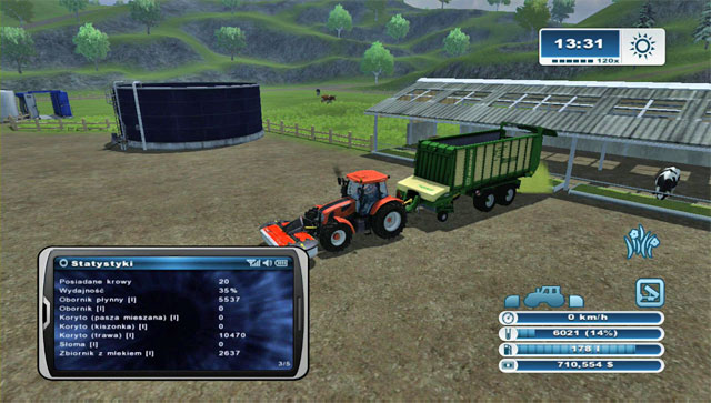 Unload the grass and drive the tractor over it to smash it - it will only take a moment - Cow husbandry | Animal husbandry - Animal husbandry - Farming Simulator 2013 Game Guide