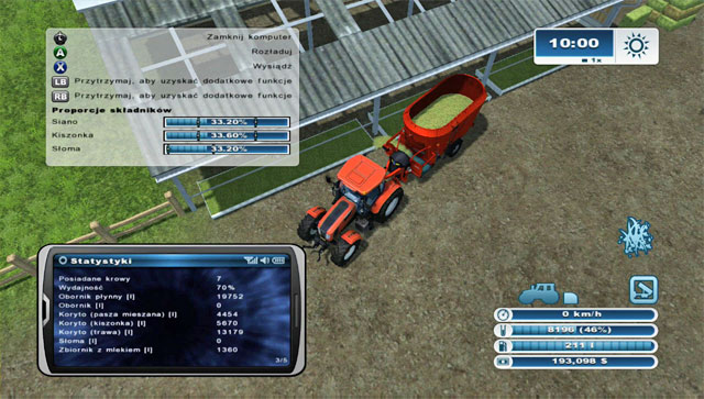 Unload the created mix into the manger. - Cow husbandry | Animal husbandry - Animal husbandry - Farming Simulator 2013 Game Guide