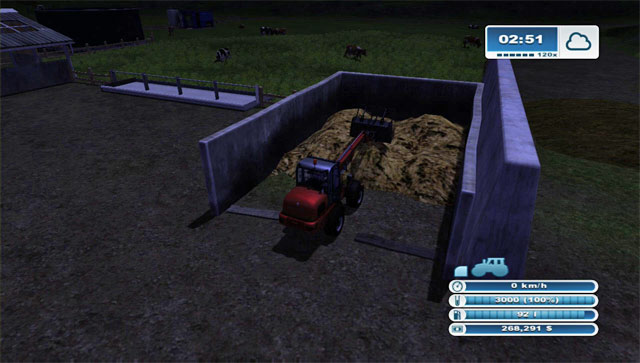 Each of the buildings has a manure container - it can hold 3 000 l of manure. - Getting started | Constructing additional buildings - Constructing additional buildings - Farming Simulator 2013 Game Guide