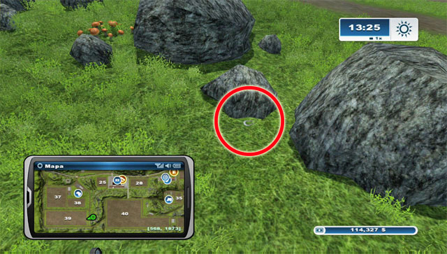 Look east of 39, right behind some boulders - Area A: horseshoes #1-#13 | Horseshoes - Horseshoes - Farming Simulator 2013 Game Guide