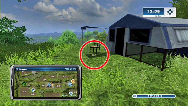 To the north of field 37, on a hill, theres a tent - Area A: horseshoes #1-#13 | Horseshoes - Horseshoes - Farming Simulator 2013 Game Guide