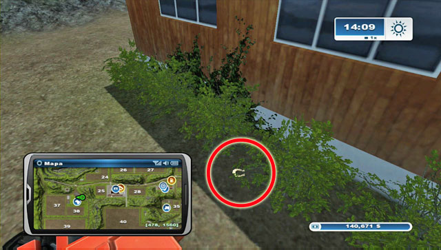 The horseshoe can be found in the bushes by the east wall of the buildings found by the sheep pasture - Area A: horseshoes #1-#13 | Horseshoes - Horseshoes - Farming Simulator 2013 Game Guide