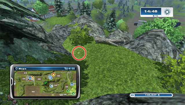 Between the cow pasture and field 28 theres a hill - Area B: horseshoes #14-#24 | Horseshoes - Horseshoes - Farming Simulator 2013 Game Guide