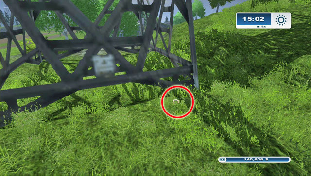 The horseshoe lies north-east of field 40, right by the high-voltage pole - Area B: horseshoes #14-#24 | Horseshoes - Horseshoes - Farming Simulator 2013 Game Guide