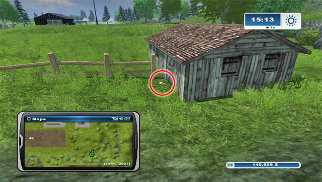 In the very south-east corner of the map theres a small building, the horseshoe lies beside it - Area C: horseshoes #25-#36 | Horseshoes - Horseshoes - Farming Simulator 2013 Game Guide