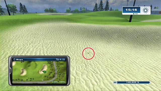 The horseshoe lies on the golf course, in the most south-east so-called bunker - Area C: horseshoes #25-#36 | Horseshoes - Horseshoes - Farming Simulator 2013 Game Guide