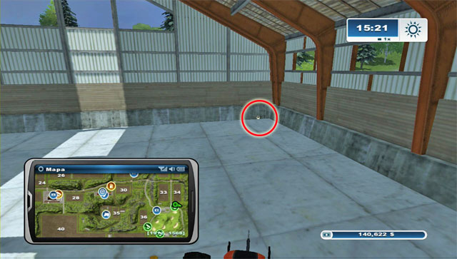 In the garage north-east of the golf course, the horseshoe is leaning against a wall - Area C: horseshoes #25-#36 | Horseshoes - Horseshoes - Farming Simulator 2013 Game Guide
