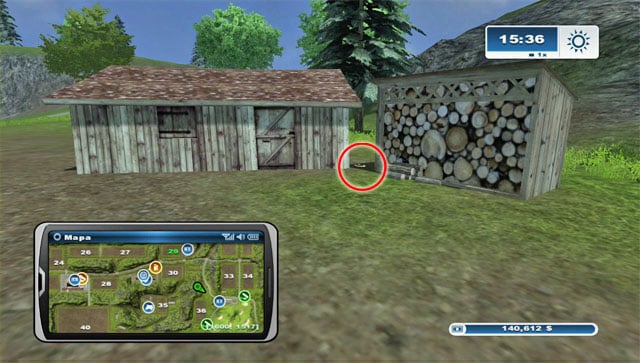 By the road leading to the golf course there are two small buildings with the horseshoe between them - Area C: horseshoes #25-#36 | Horseshoes - Horseshoes - Farming Simulator 2013 Game Guide
