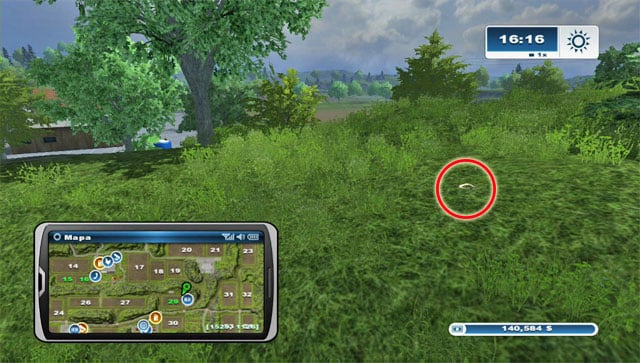 The horseshoe can be found on a small hill north-east of field 29 - Area D: horseshoes #37-#44 | Horseshoes - Horseshoes - Farming Simulator 2013 Game Guide