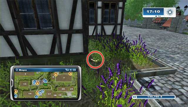 The horseshoe lies beside a house mentioned with #59, exactly in the flowers in its north-east corner - Area E: horseshoes #45-#61 | Horseshoes - Horseshoes - Farming Simulator 2013 Game Guide