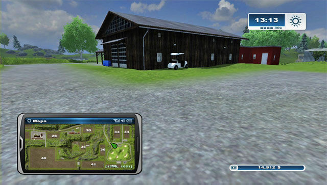 The third one is a bit to the west of the previous one on the parking - Golf carts | Horseshoes - Horseshoes - Farming Simulator 2013 Game Guide