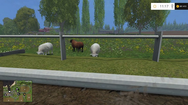The sheep are eating, which means they wills start producing wool soon. - Sheep - Animals - Farming Simulator 15 Game Guide