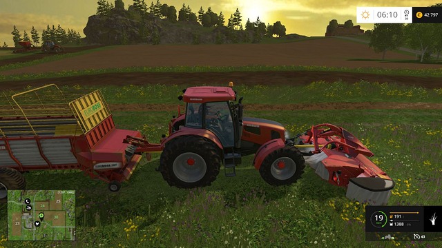 Working with a mower and a trailer at the same time will allow you to collect grass very fast. - Grass, hay, straw - Plants - Farming Simulator 15 Game Guide