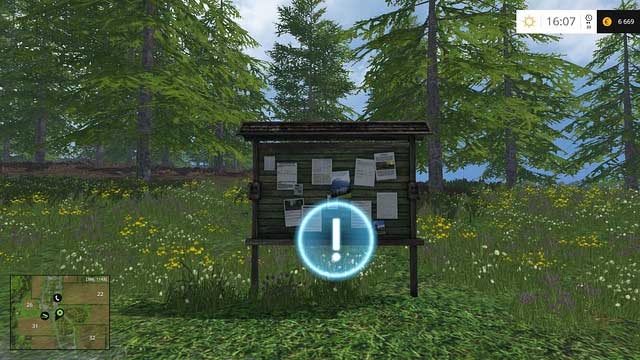 On a job board, you can check the currently available missions. - Missions - Plants - Farming Simulator 15 Game Guide