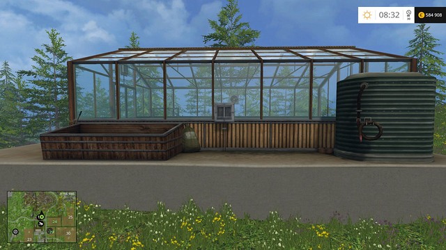 The greenhouse requires water and manure to bring profit - Available objects - Placing objects - Farming Simulator 15 Game Guide