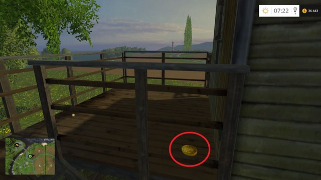 On a wooden platform, on the edge of field no - Section A - coins 1 - 12 - Gold Coins - Farming Simulator 15 Game Guide