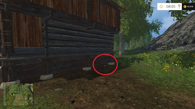 Behind a lonely hut by the road - Section C - coins 30 - 44 - Gold Coins - Farming Simulator 15 Game Guide