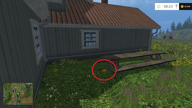 Near a table behind the house - Section C - coins 30 - 44 - Gold Coins - Farming Simulator 15 Game Guide