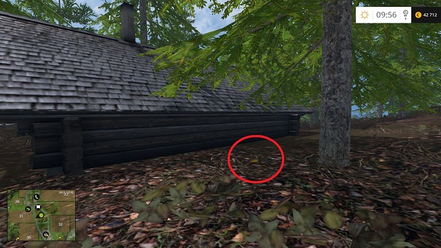 Next to a wooden house, under a tree - Section E - coins 55 - 69 - Gold Coins - Farming Simulator 15 Game Guide