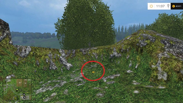On the ground, between rocks - Section E - coins 55 - 69 - Gold Coins - Farming Simulator 15 Game Guide