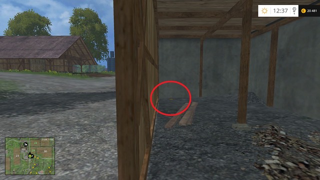 On the lower level of the building connected to the chicken coop - Section F - coins 70 - 89 - Gold Coins - Farming Simulator 15 Game Guide