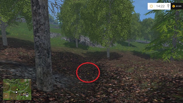 Also on the leaf litter, between two trees - Section G - coins 90 - 100 - Gold Coins - Farming Simulator 15 Game Guide