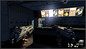 When you kill all the enemies, find the balustrade [1] and jump down - Level 07: Port - Walkthrough - F.3.A.R. - Game Guide and Walkthrough