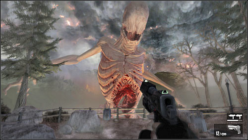 You will find yourself in the forest and after few steps you will fight with the gigantic form of the monster [1] - Level 08: Ward - Walkthrough - F.3.A.R. - Game Guide and Walkthrough