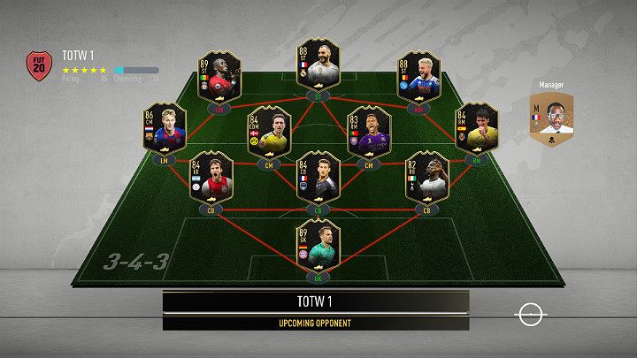 Playing a match against the Team of the Week is a quick way to earn some coins - especially at low difficulty levels - FIFA 20: FUT 20, FIFA 20 Ultimate Team Game Modes - FIFA 20: FIFA 20 Ultimate Team - FIFA 20 Guide