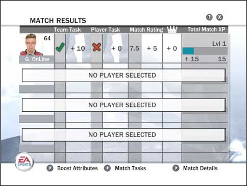 Green color means, that first team objective has been completed through your good performance - Dress-room - Be a Pro - FIFA 08 - Game Guide and Walkthrough