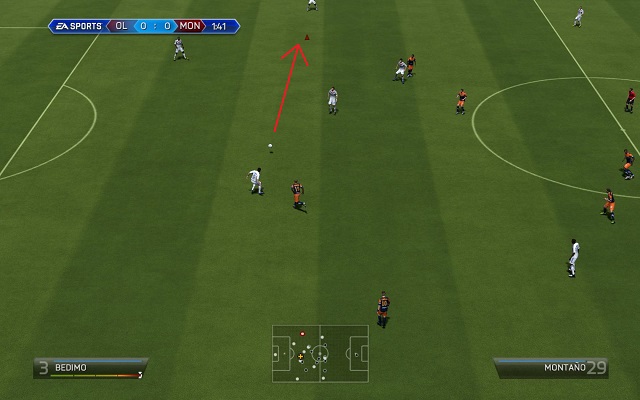 A long pass is especially useful to perform swift counter-attacks and plays in order to with the intent to let the ball through the player that it was originally aimed at - Passing - Basic pieces of play - FIFA 14 - Game Guide and Walkthrough