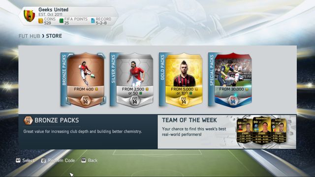 In the brown card packs, there always are 12 cards of various kinds - Store, auctions and ways to raise money - FIFA Ultimate Team - FIFA 14 - Game Guide and Walkthrough