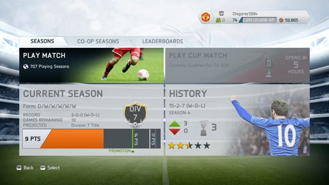 There is a total of 10 games for you to play during each season - Seasons - FIFA 14 - Game Guide and Walkthrough