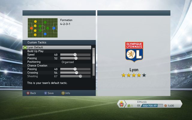 The tactic panel lets you define a few important factors from the point of view of how actions are lead out - using it you can set the offensive orientation on ending attacks in various ways, preferences as to whether attack in the middle or using the flanks, stick to the ball or quickly pass it on - Own tactics, quick tactics and player roles - Tactics - FIFA 14 - Game Guide and Walkthrough