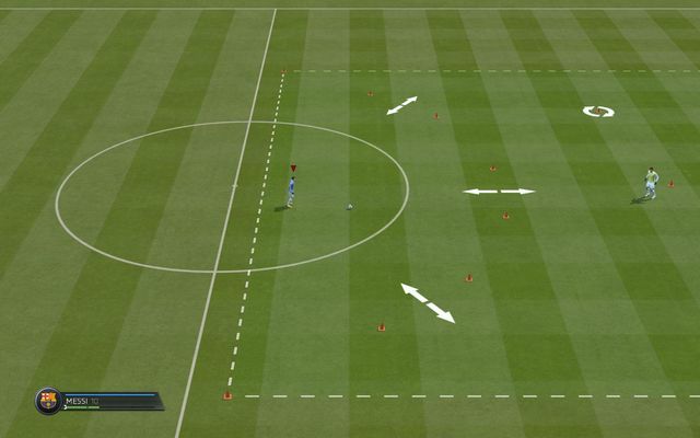 Your job is to run across a fragment of the field and past the moving dummies as quickly as possible - Dribbling - Skill games and practice - FIFA 15 - Game Guide and Walkthrough